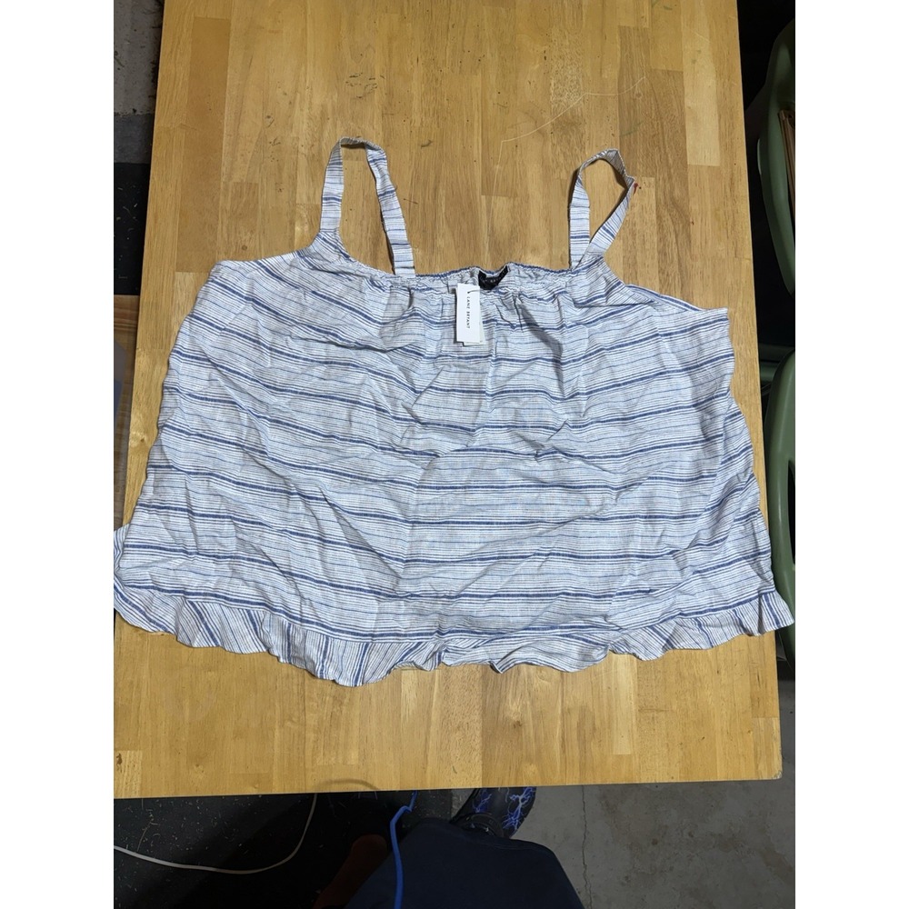 Lane Bryant Our Illusion Collection Linen Rayon Striped Cami Top 28 Blue NWT